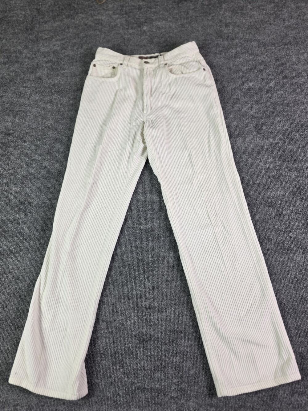 Womens Baleno Blues Corduroy Pants Size 29x30 White Vintage